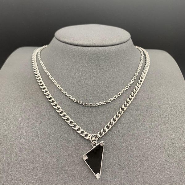 p home fashion double layered triangle diamond necklace men and women europe and america hip hop trend personality ins style necklace, Silver
p home fashion double layered triangle diamond necklace men and women europe and america hip hop trend personality ins style necklace, Silver