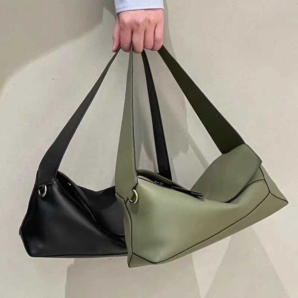 

New Puzzle Geometry Hobo Underarm Bag Single Shoulder Portable Niche Premium Leather Stitched Pillow, Green13