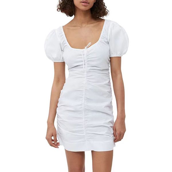 2023 women designer summer dress clothing french white bubble sleeve irregular pleated lace up waist wrap hip dress, Black;gray
2023 women designer summer dress clothing french white bubble sleeve irregular pleated lace up waist wrap hip dress, Black;gray