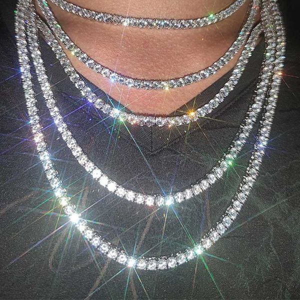 jewelry necklaces s925 sterling silver tennis necklace fire moissanite diamond choker necklace hip hop jewelry