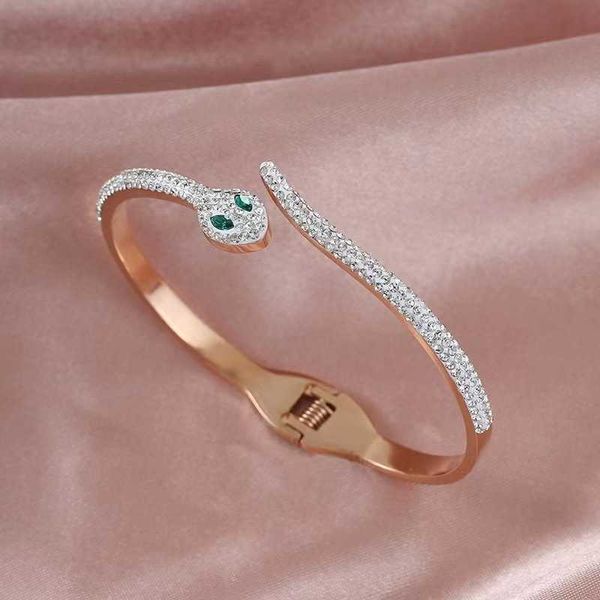 charm bracelets bangle selling new titanium steel snake shaped diamond inlaid open bangle with color retention niche fashion bracelet female, Golden;silver
charm bracelets bangle selling new titanium steel snake shaped diamond inlaid open bangle with color retention niche fashion bracelet female, Golden;silver