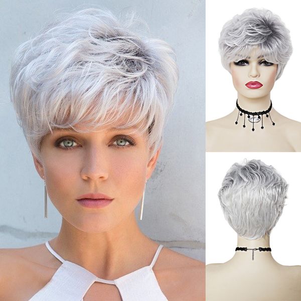 synthetic short wig ombre silver grey wigs for women natural hair with bangs old lady wig hairstyle mommy wig cap giftfactory d, Black
synthetic short wig ombre silver grey wigs for women natural hair with bangs old lady wig hairstyle mommy wig cap giftfactory d, Black