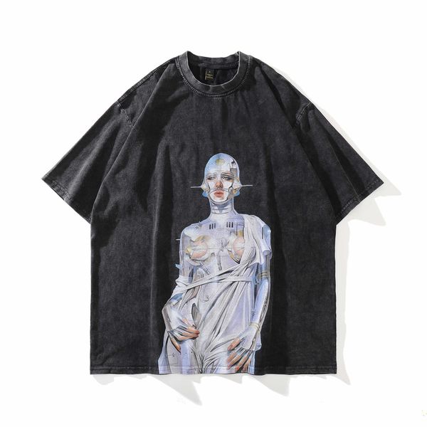 wholesale designer t shirt for sale g allery d ept gd fog high street wash old printed short sleeve t shirt for men and women, White;black
