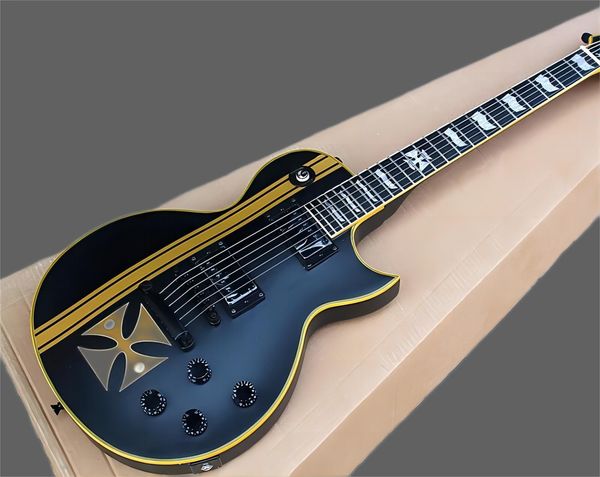 elegant iron cross sw old electric guitar yellow striped cross,black body and black hardwares,special frets inlay,can be customized
elegant iron cross sw old electric guitar yellow striped cross,black body and black hardwares,special frets inlay,can be customized