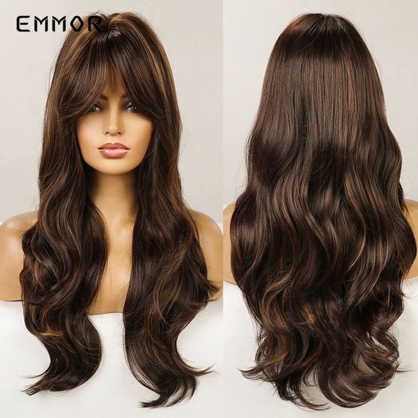 synthetic natural long body wavy wigs with bangs brown with blonde water wave heat resistant hair wig for black womenfactory
synthetic natural long body wavy wigs with bangs brown with blonde water wave heat resistant hair wig for black womenfactory