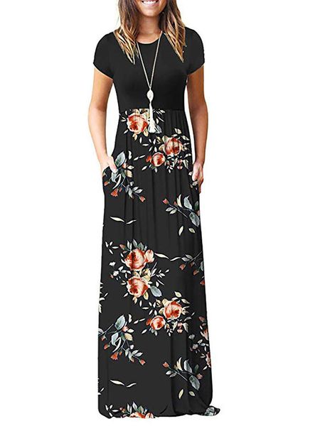 summer floral printed dress robe mujer short sleeve o-neck long maxi dress beach loose casual women dresses pockets, Black;gray
summer floral printed dress robe mujer short sleeve o-neck long maxi dress beach loose casual women dresses pockets, Black;gray