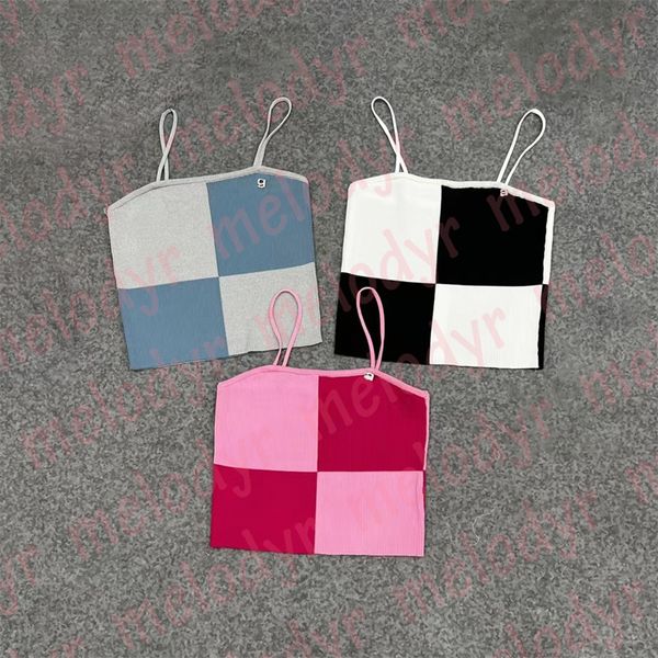 sling vest knitted fashion color plaid tanks metal letter tight crop for women, White
sling vest knitted fashion color plaid tanks metal letter tight crop for women, White