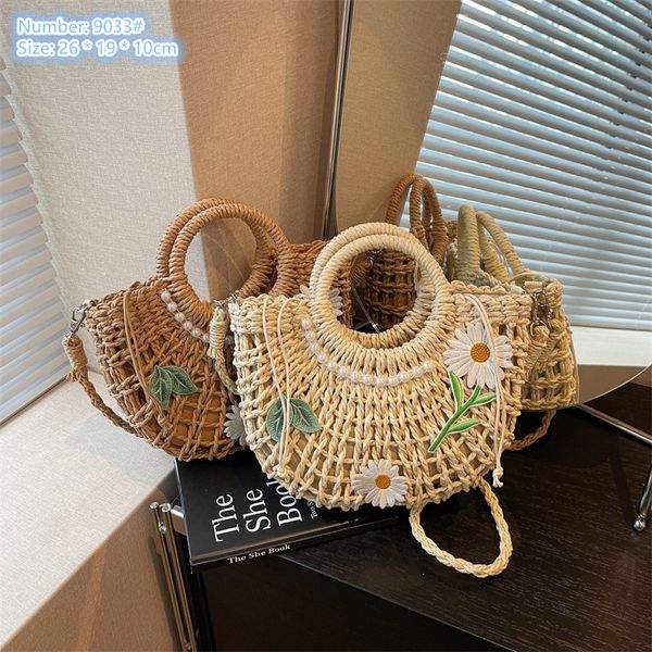Factory wholesale ladies shoulder bags 2 colors small fresh seaside holiday straw beach handbag sweet flowers embroidered handbag summer hollow straw bag, Brown-9033#
Factory wholesale ladies shoulder bags 2 colors small fresh seaside holiday straw beach handbag sweet flowers embroidered handbag summer hollow straw bag, Brown-9033#