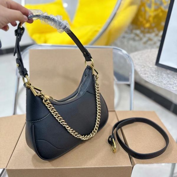 new hand carry bag half moon bag full grain texture/smooth leather tote bag metal chain carry bag designer zipper close crossbody bag women&
new hand carry bag half moon bag full grain texture/smooth leather tote bag metal chain carry bag designer zipper close crossbody bag women&