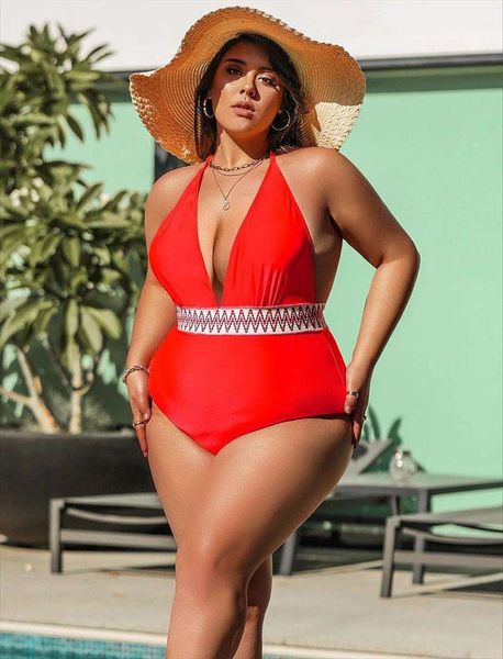 fat woman swimsuit women one piece briefs halter lace up backless large size womens, White;black 
fat woman swimsuit women one piece briefs halter lace up backless large size womens, White;black