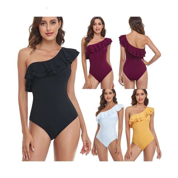 solid color swimsuit one piece briefs double layer ruffled shoulder fashion swimwear women, White;black
solid color swimsuit one piece briefs double layer ruffled shoulder fashion swimwear women, White;black