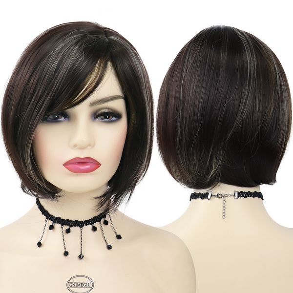 synthetic short bob wig with bangs for women mix brown wigs highlights hairstyles cute bobs haircut mommy wig lady hairfactory, Black
synthetic short bob wig with bangs for women mix brown wigs highlights hairstyles cute bobs haircut mommy wig lady hairfactory, Black