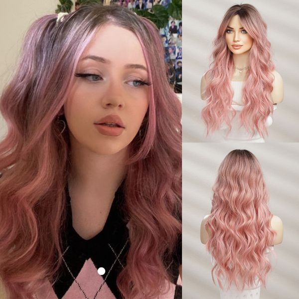 synthetic long wavy wigs with bangs for women cosplay natural ombre black to pink hair wig high temperature fiberfactory direct
synthetic long wavy wigs with bangs for women cosplay natural ombre black to pink hair wig high temperature fiberfactory direct
