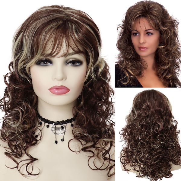 synthetic wig for woman long brown culry wigs with bangs blonde highlights hair fashion hairstyles natural wig femalefactory di, Black
synthetic wig for woman long brown culry wigs with bangs blonde highlights hair fashion hairstyles natural wig femalefactory di, Black