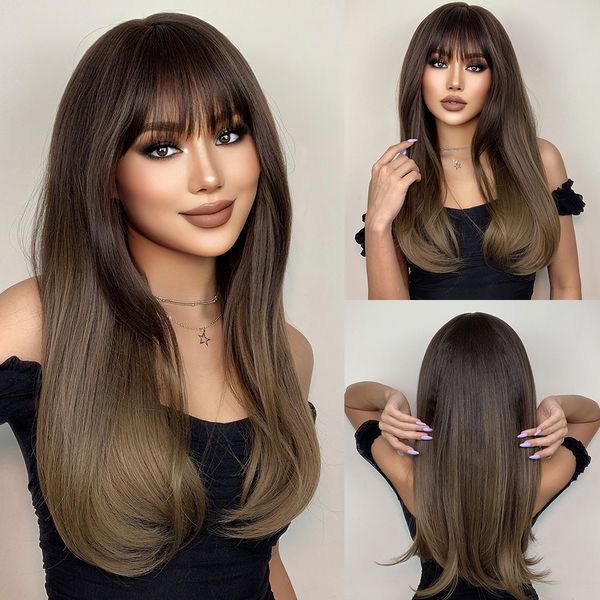 long straight synthetic ombre dark brown wigs with bangs cosplay daily wigs for black women heat resistant fake hairfactory dir
long straight synthetic ombre dark brown wigs with bangs cosplay daily wigs for black women heat resistant fake hairfactory dir