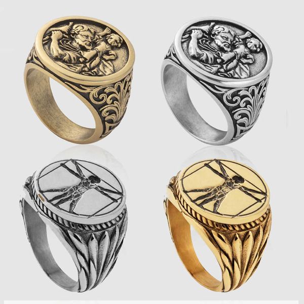 non tarnish waterproof vitruvian man ring custom stainless steel vintage saint chriser rings jewelry women men signet ring, Silver
non tarnish waterproof vitruvian man ring custom stainless steel vintage saint chriser rings jewelry women men signet ring, Silver