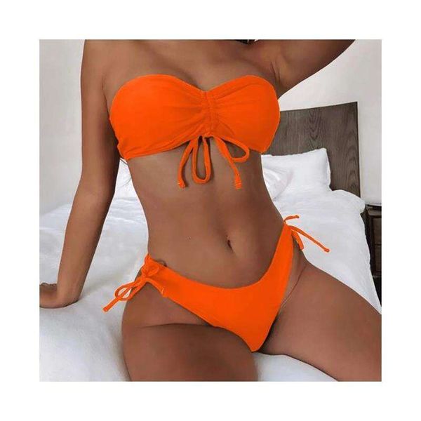 solid color split swimsuit womens bandeau slim fitting back shaping high waist bikini, White;black
solid color split swimsuit womens bandeau slim fitting back shaping high waist bikini, White;black
