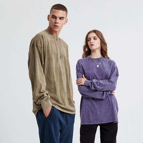streetwear tshirts vintage washed t shirt oversize long sleeved t-shirt for men and women, White;black
streetwear tshirts vintage washed t shirt oversize long sleeved t-shirt for men and women, White;black