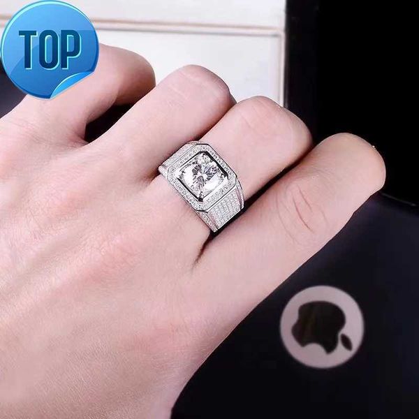 european and american selling hip-hop ring men's hip-hop cool diamond ring, Silver