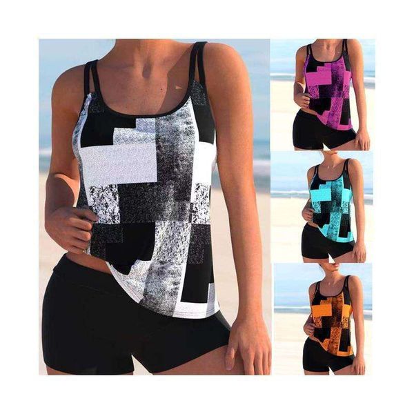 tankini large size printed multi womens swimwear color split boxers conservative style swimsuit, White;black
tankini large size printed multi womens swimwear color split boxers conservative style swimsuit, White;black