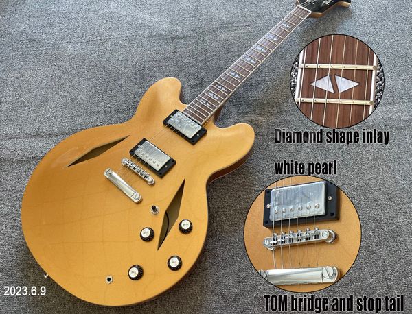 in stocking can ship out at once electric gutiar hollow body jazz gold metalic diamond sound hole rosewood fingerboard and white
in stocking can ship out at once electric gutiar hollow body jazz gold metalic diamond sound hole rosewood fingerboard and white