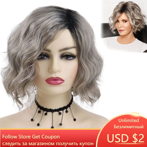 women curly wigs short grey synthetic hair natural bob hairstyles water wave cut ombre wig dark roots soft fluffy wigfactory di, Black
women curly wigs short grey synthetic hair natural bob hairstyles water wave cut ombre wig dark roots soft fluffy wigfactory di, Black