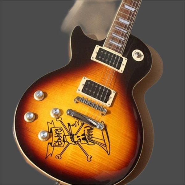 left hand electric guitar with flame maple yellow vintage 1959 r9 custom, slash signature guitar
left hand electric guitar with flame maple yellow vintage 1959 r9 custom, slash signature guitar