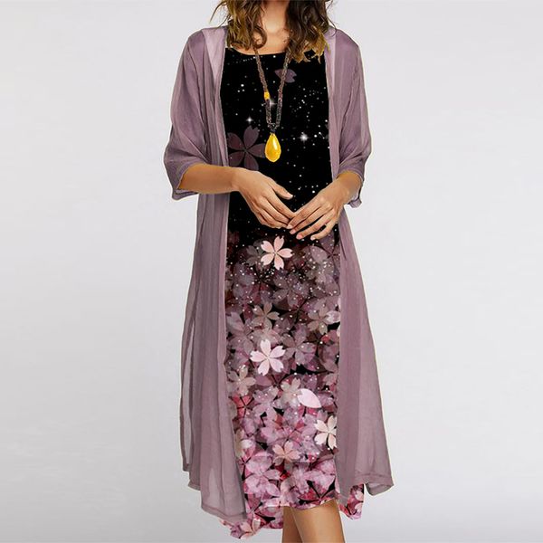 fashion women dress autumn sleeveless o-neck print loose party dresses +cardigan shawl elegant casual lady two piece set, Black;gray
fashion women dress autumn sleeveless o-neck print loose party dresses +cardigan shawl elegant casual lady two piece set, Black;gray