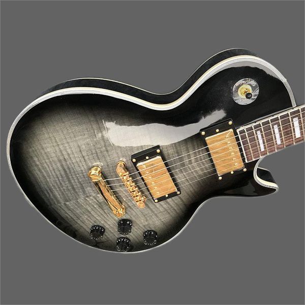 chinese electric guitar transparent black gold hardware flame maple 6 strings
chinese electric guitar transparent black gold hardware flame maple 6 strings