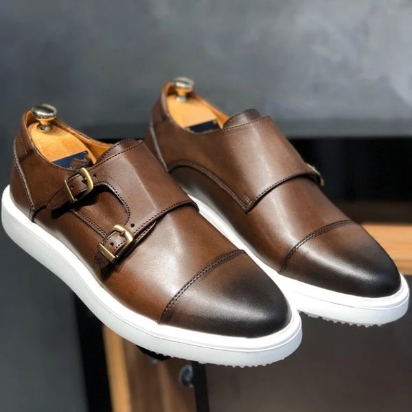 mens vulcanize shoes double buckle monk shoes brown handmade casual shoes for men with chaussure homme, Black
mens vulcanize shoes double buckle monk shoes brown handmade casual shoes for men with chaussure homme, Black