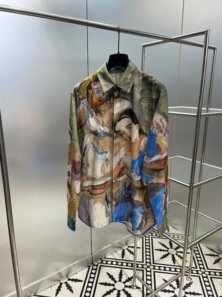 low2023we casual shirt luxury quality with embroidery logo moving castle cotton striped mohair-wool open-knit oil painting shirt, White
low2023we casual shirt luxury quality with embroidery logo moving castle cotton striped mohair-wool open-knit oil painting shirt, White