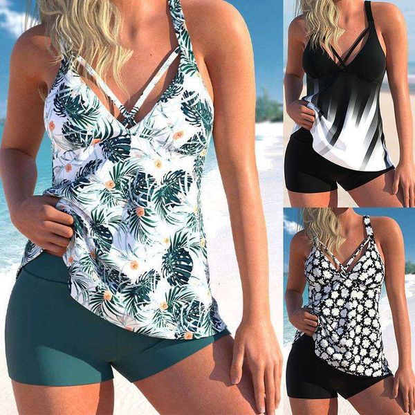 large size tankini fashionable swimwear printed multi color split conservative boxers womens swimsuit, White;black
large size tankini fashionable swimwear printed multi color split conservative boxers womens swimsuit, White;black