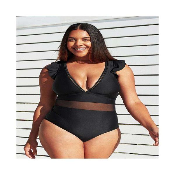 womens plus sized one piece swimsuit pure color mesh stitching size swimwear through bikini, White;black
womens plus sized one piece swimsuit pure color mesh stitching size swimwear through bikini, White;black