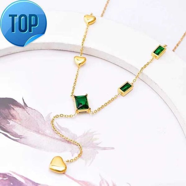 stainless steel green square drill clavicle chain smooth face small love tassel pendant natural diamond necklace, Silver
stainless steel green square drill clavicle chain smooth face small love tassel pendant natural diamond necklace, Silver