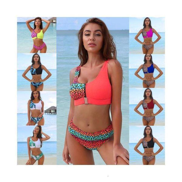 bikini zipper split triangle swimsuit female beach leopard print swimwear, White;black
bikini zipper split triangle swimsuit female beach leopard print swimwear, White;black