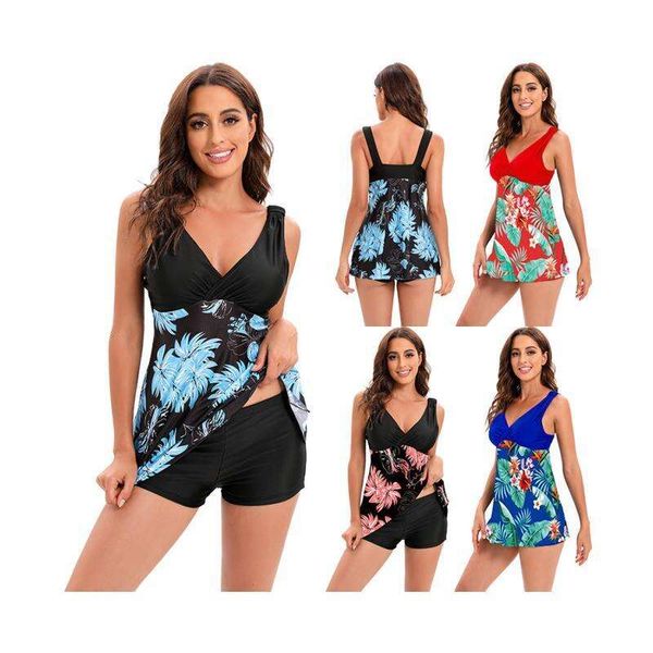 tankini skirt split independent boxers bikini printed multi color conservative swimwear women, White;black
tankini skirt split independent boxers bikini printed multi color conservative swimwear women, White;black