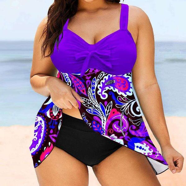 large size tankini women digital swimsuit printing skirt split triangle underpants conservative womens, White;black
large size tankini women digital swimsuit printing skirt split triangle underpants conservative womens, White;black
