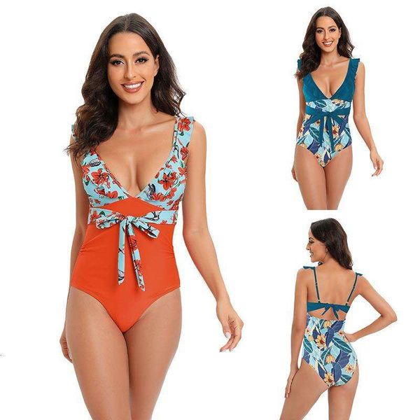 swimwear women ruffled shoulder strap fashion waist belt design color matching one piece triangle swimsuit, White;black
swimwear women ruffled shoulder strap fashion waist belt design color matching one piece triangle swimsuit, White;black