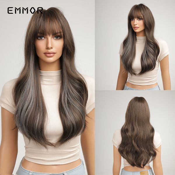 ombre highlight brown blue wig synthetic long wavy wigs with bangs for women party cosplay natural high temperature fiberfactor, Black
ombre highlight brown blue wig synthetic long wavy wigs with bangs for women party cosplay natural high temperature fiberfactor, Black