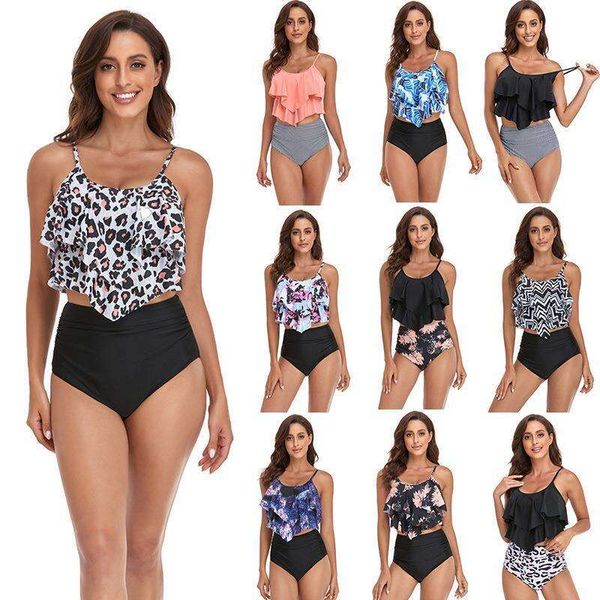 split swimsuit for women multi color digital printing large ruffled bra high waist briefs wholesale, White;black
split swimsuit for women multi color digital printing large ruffled bra high waist briefs wholesale, White;black