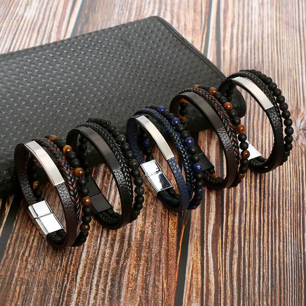 fashion three layered natural stone leather bracelet jewelry for men gift, Golden;silver
fashion three layered natural stone leather bracelet jewelry for men gift, Golden;silver