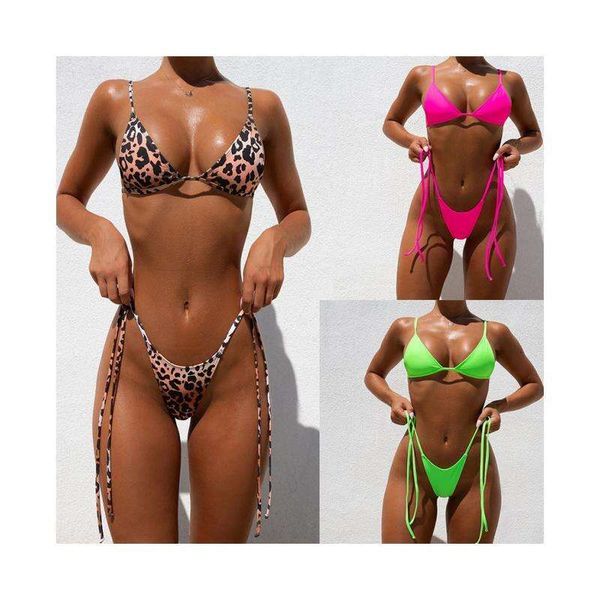 leopard print swimsuit bikini split strap women swimwear wholesale, White;black