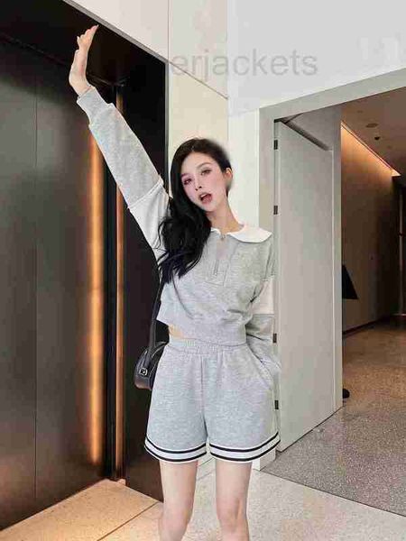 women's tracksuits designer high-end casual navy style contrast shawl collar with elastic high waisted shorts set 03ng, Gray
women's tracksuits designer high-end casual navy style contrast shawl collar with elastic high waisted shorts set 03ng, Gray