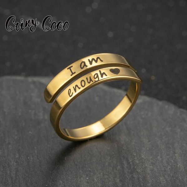 ins style stainless steel jewelry gift "i'm enough" classic carved ring opening adjustable ring "i am enough", Silver
ins style stainless steel jewelry gift "i'm enough" classic carved ring opening adjustable ring "i am enough", Silver