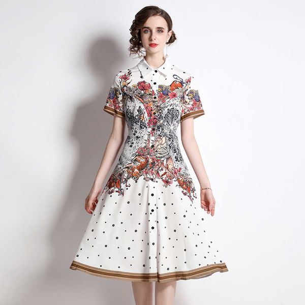 2023 fashion print classic shirt dress short sleeve woman designer summer lapel elegant slim a-line runway white floral dresses sweet girl c, Black;gray
2023 fashion print classic shirt dress short sleeve woman designer summer lapel elegant slim a-line runway white floral dresses sweet girl c, Black;gray