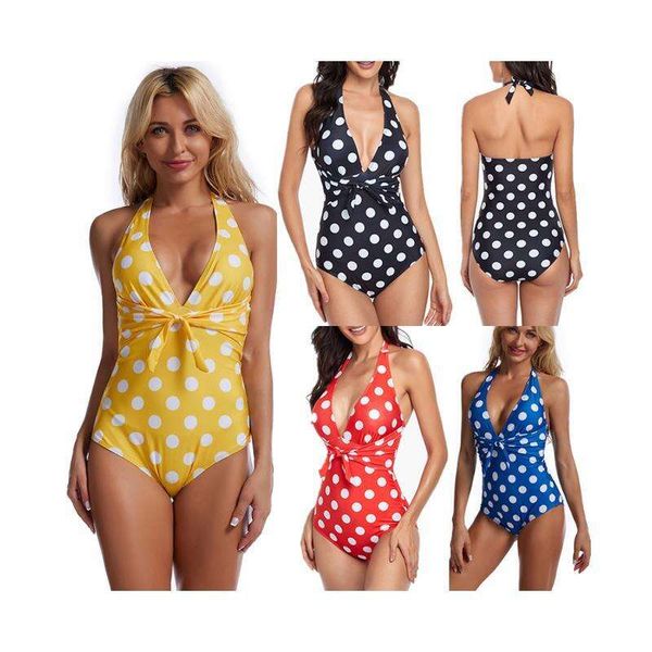 retro dots swimsuit one piece briefs halter lace up busty gathering for women, White;black
retro dots swimsuit one piece briefs halter lace up busty gathering for women, White;black