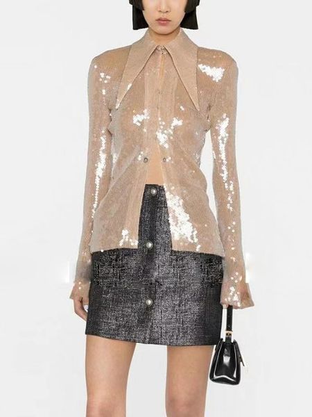 high-quality star with the same sequin flare sleeve mesh shirt and sequin flare elastic waist pants, White
high-quality star with the same sequin flare sleeve mesh shirt and sequin flare elastic waist pants, White