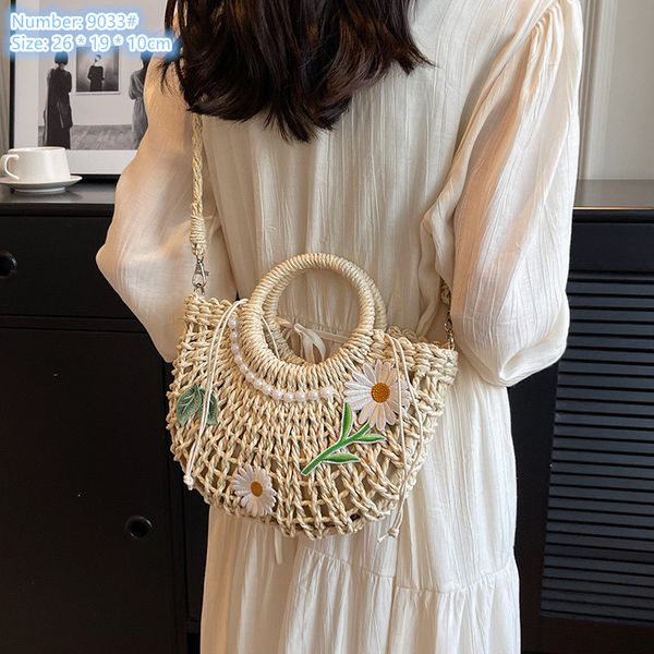 Fashionable womens shoulder bags 2 colors small fresh seaside holiday straw beach handbag sweet flowers embroidered handbag summer hollow straw bag wholesale, Beige
Fashionable womens shoulder bags 2 colors small fresh seaside holiday straw beach handbag sweet flowers embroidered handbag summer hollow straw bag wholesale, Beige