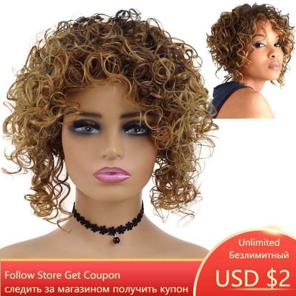 short culry hair synthetic wigs with bangs high temperature fiber wig for woman mix brown colly fashion wig female cutefactory, Black
short culry hair synthetic wigs with bangs high temperature fiber wig for woman mix brown colly fashion wig female cutefactory, Black
