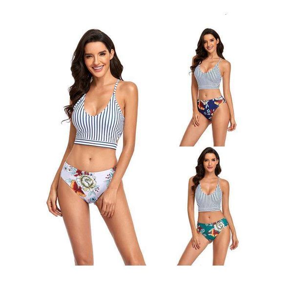 bikini women striped vest bra printed briefs womens swimsuit, White;black
bikini women striped vest bra printed briefs womens swimsuit, White;black